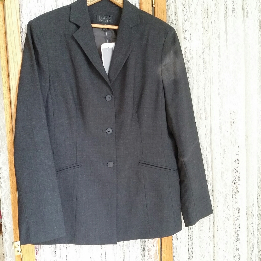 Sigrid Olsen Charcoal Womens Wool Suit Jacket NWT